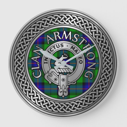 Clan Armstrong Crest & Tartan Knot Grote Klok (Voorkant)