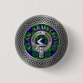 Clan Armstrong Crest & Tartan Knot Ronde Button 3,2 Cm (Voorkant)