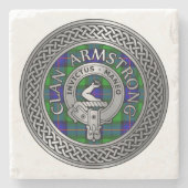 Clan Armstrong Crest & Tartan Knot Stenen Onderzetter (Voorkant)