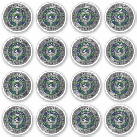 Clan Armstrong Crest & Tartan Knot Sticker (Voorkant)