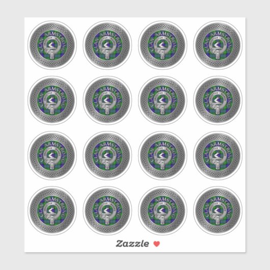 Clan Armstrong Crest & Tartan Knot Sticker (Vel)