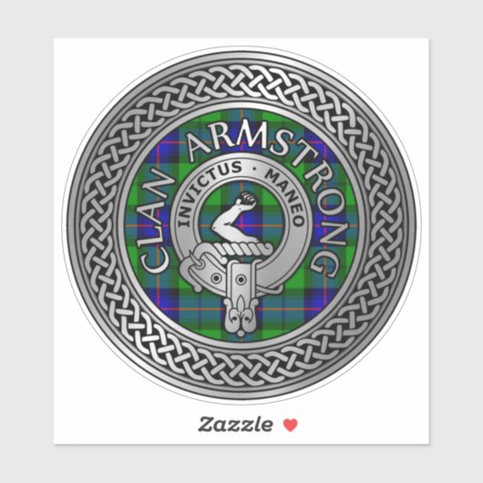 Clan Armstrong Crest & Tartan Knot Sticker (Vel)