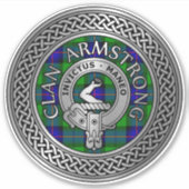 Clan Armstrong Crest & Tartan Knot Sticker (Voorkant)