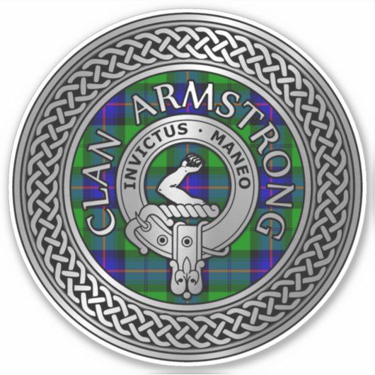 Clan Armstrong Crest & Tartan Knot Sticker (Voorkant)
