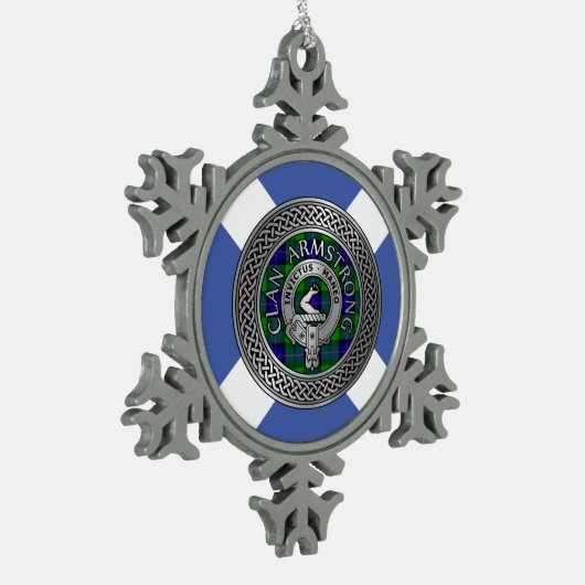 Clan Armstrong Crest & Tartan Knot Tin Sneeuwvlok Ornament (Links)