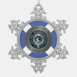 Clan Armstrong Crest & Tartan Knot Tin Sneeuwvlok Ornament