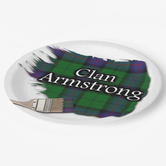 Clan Armstrong Scottish Tartan Paint Brush Papieren Bordje (Gekanteld)