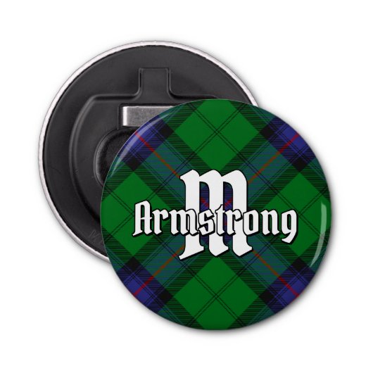 Clan Armstrong Tartan flesopener Button Flesopener (Voorkant)