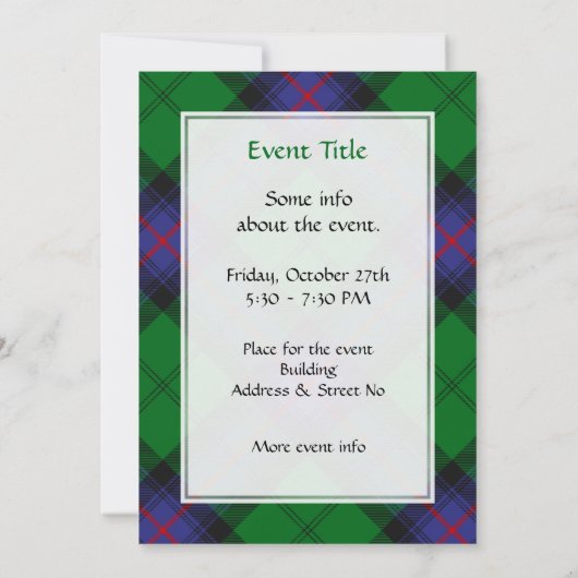 Clan Armstrong Tartan Uitnodiging (Achterkant)