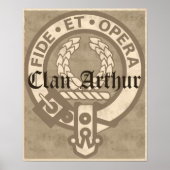 Clan Arthur Crest Badge Sepia Poster (Voorkant)