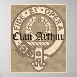 Clan Arthur Crest Badge Sepia Poster