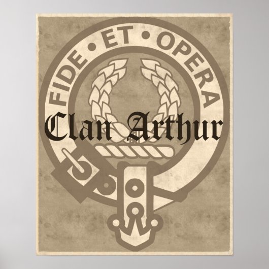 Clan Arthur Crest Badge Sepia Poster (Voorkant)