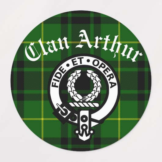 Clan Arthur Crest Badge & Tartan Adhesie Labels (Design 2)