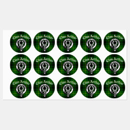 Clan Arthur Crest Badge & Tartan Adhesie Labels