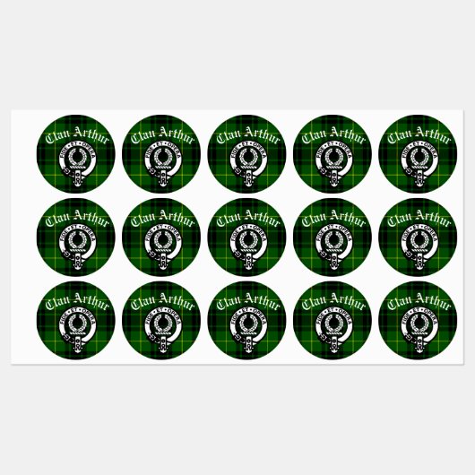 Clan Arthur Crest Badge & Tartan Adhesie Labels (Vel)