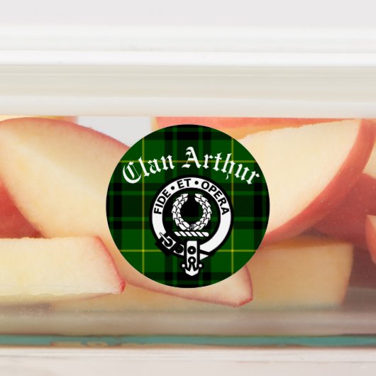 Clan Arthur Crest Badge & Tartan Adhesie Labels (Aangebracht)