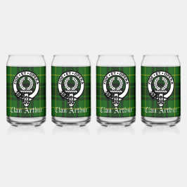 Clan Arthur Crest Badge & Tartan Blikvorm Glas