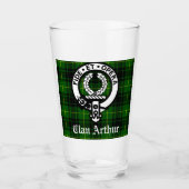 Clan Arthur Crest Badge & Tartan Glas (Voorkant)