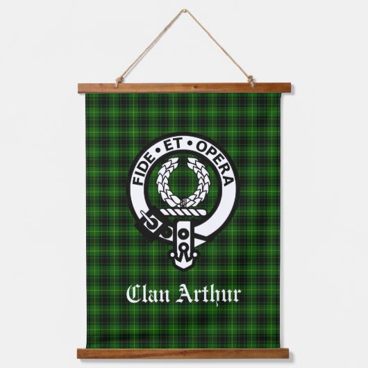 Clan Arthur Crest Badge & Tartan Hangend Wandkleed (Voorkant)