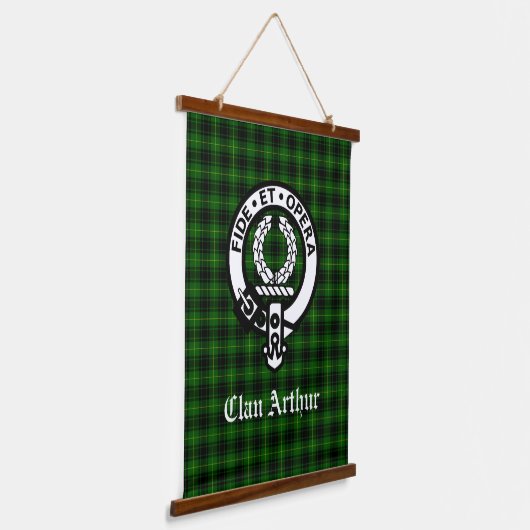 Clan Arthur Crest Badge & Tartan Hangend Wandkleed (Gebogen)