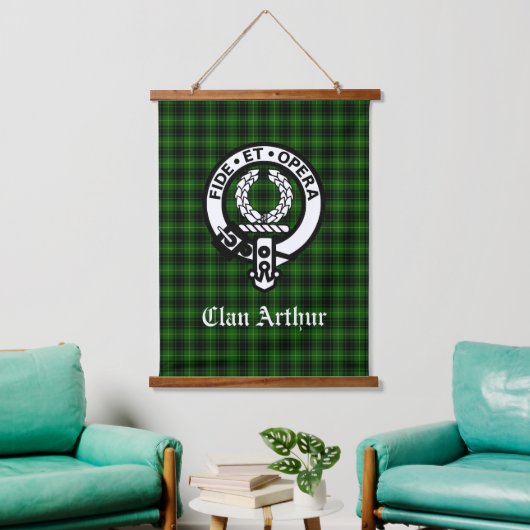 Clan Arthur Crest Badge & Tartan Hangend Wandkleed (Woonkamer)