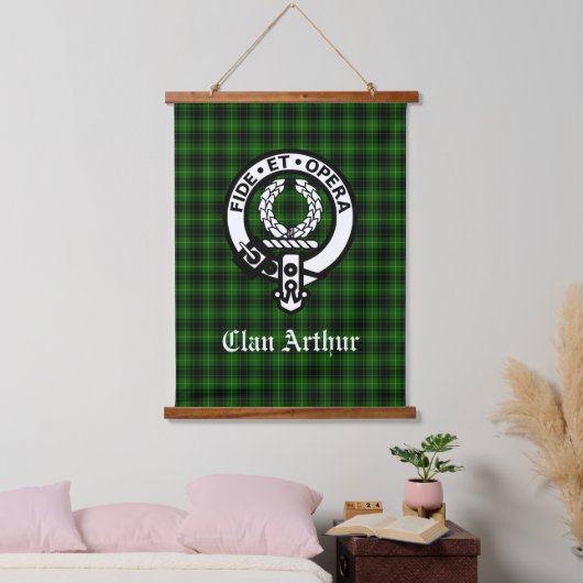 Clan Arthur Crest Badge & Tartan Hangend Wandkleed (Slaapkamer)