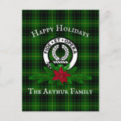 Clan Arthur Crest Badge & Tartan Holiday Briefkaar Briefkaart (Voorkant)