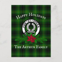 Clan Arthur Crest Badge & Tartan Holiday Briefkaar Briefkaart
