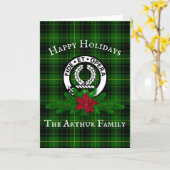 Clan Arthur Crest Badge & Tartan KerstKaart Kaart (Gele Bloem)