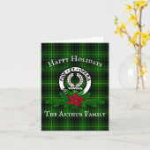 Clan Arthur Crest Badge & Tartan KerstKaart Kaart (Gele Bloem)