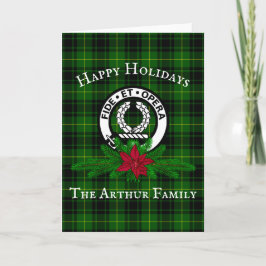 Clan Arthur Crest Badge & Tartan KerstKaart Kaart