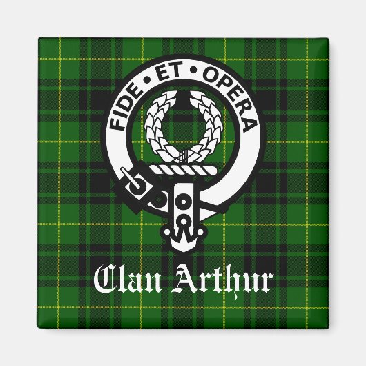 Clan Arthur Crest Badge & Tartan Magneet (Voorkant)