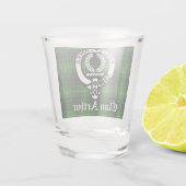 Clan Arthur Crest Badge & Tartan Shot Glas (Achterkant)