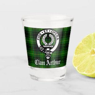 Clan Arthur Crest Badge & Tartan Shot Glas