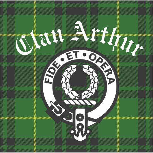 Clan Arthur Crest Badge & Tartan Sticker (Voorkant)
