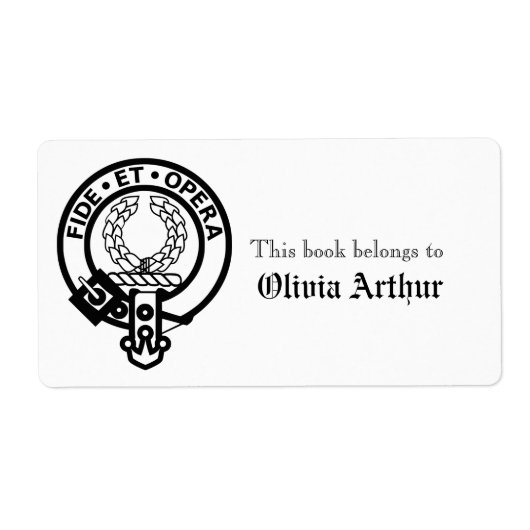 Clan Arthur Crest gepersonaliseerd boek behoort to Etiket (Voorkant)
