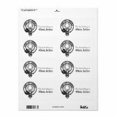 Clan Arthur Crest gepersonaliseerd boek behoort to Etiket (Full Sheet)