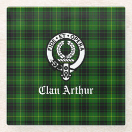 Clan Arthur / MacArthur Wapen & Tartan Glazen Onderzetter