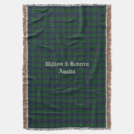Clan Austin Tartan, geplakt met een aangepaste wan Deken (Voorkant Verticaal)
