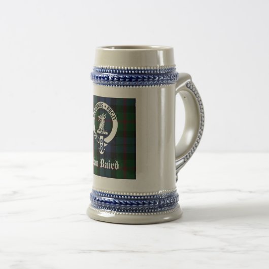 Clan Baird Crest Badge & Tartan Bierpul (Voorkant rechts)