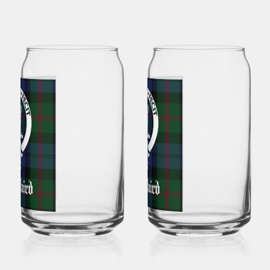 Clan Baird Crest Badge & Tartan Blikvorm Glas (Links)