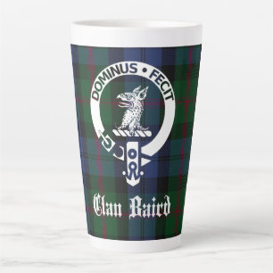 Clan Baird Crest Badge & Tartan Latte Mok