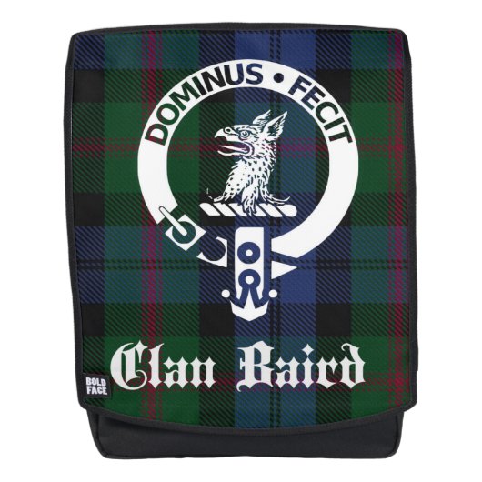 Clan Baird Crest Badge & Tartan Rugtassen (Voorkant)