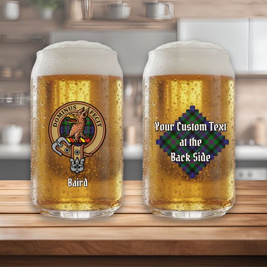 Clan Baird Crest over Tartan Blikvorm Glas