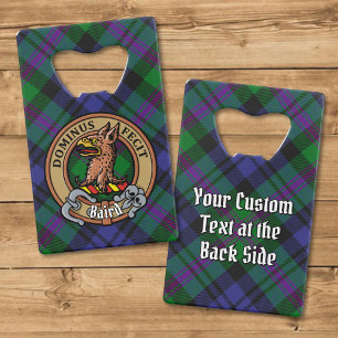 Clan Baird Crest over Tartan Creditkaart Flessenopener