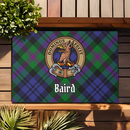 Clan Baird Crest over Tartan Deurmat