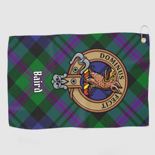 Clan Baird Crest over Tartan Golfhanddoek (Horizontaal)