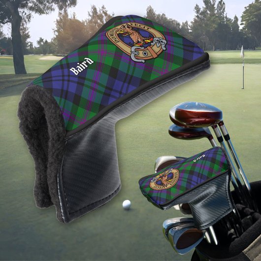 Clan Baird Crest over Tartan Golfheadcover