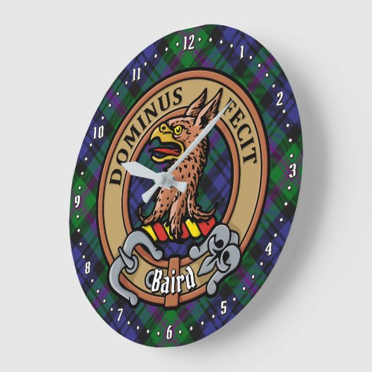 Clan Baird Crest over Tartan Grote Klok (Hoek)