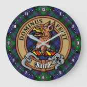 Clan Baird Crest over Tartan Grote Klok (Voorkant)